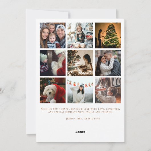 Boho Minimalistische Retro Sterren Foto Kerstfamil Feestdagenkaart (Achterkant)