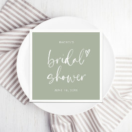 Boho Minimalistische Saliegroene Bruidsdouche Servet