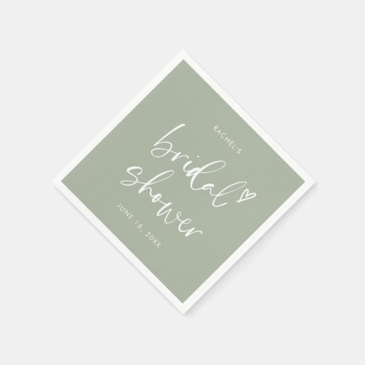 Boho Minimalistische Saliegroene Bruidsfeest Servet (Hoek)