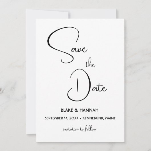 Boho Minimalistische Save the Date Handgeschreven Kaart (Voorkant)