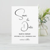 Boho Minimalistische Save the Date Handgeschreven Kaart (Staand voorkant)