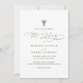 Boho Minimalistische Script Olijfgroene Trouw Kaart (Voorkant)