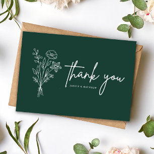 Boho Minimalistische Smaragd Trouw Dankjewel Briefkaart