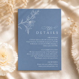 Boho Minimalistische Stofblauwe Trouwdetails Informatiekaartje