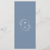 Boho Minimalistische Stofblauwe Trouwdiner Menu (Achterkant)