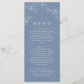 Boho Minimalistische Stofblauwe Trouwdiner Menu (Voorkant)