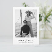 Boho Minimalistische tekst en foto bruiloft Save The Date (Staand voorkant)