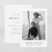 Boho Minimalistische tekst en foto bruiloft Save The Date (Voorkant / Achterkant)