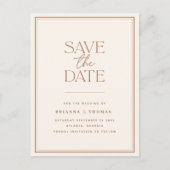 Boho minimalistische terracotta bewaar de datum aankondigingskaart (Voorkant)