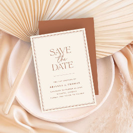 Boho minimalistische terracotta Save the Date Kaar