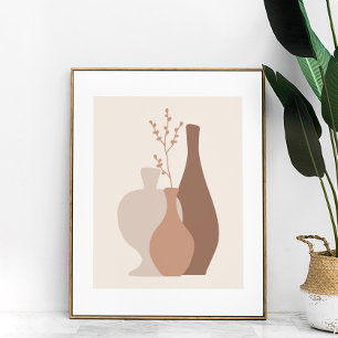 Boho minimalistische terracotta vazen met gedroogd poster