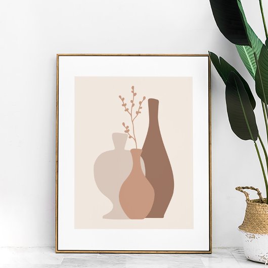 Boho minimalistische terracotta vazen met gedroogd poster