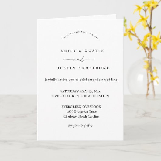 Boho Minimalistische Trouw Uitnodiging (Gele Bloem)