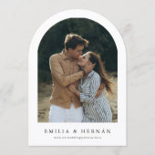 Boho Minimalistische Trouw Uitnodiging met Foto (Voorkant)