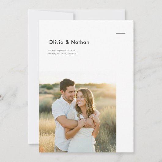 Boho Minimalistische Trouwfoto Kaart (Voorkant)