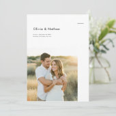 Boho Minimalistische Trouwfoto Kaart (Staand voorkant)