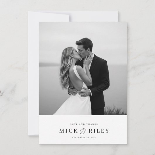 Boho Minimalistische Typografie Fotobruiloft Bedankkaart (Voorkant)