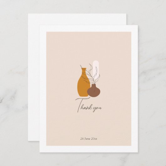 Boho minimalistische vazen bruiloft bedankkaart (Voorkant / Achterkant)