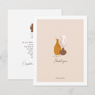Boho minimalistische vazen bruiloft bedankkaart