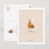 Boho minimalistische vazen bruiloft bedankt briefkaart (Voorkant / Achterkant)