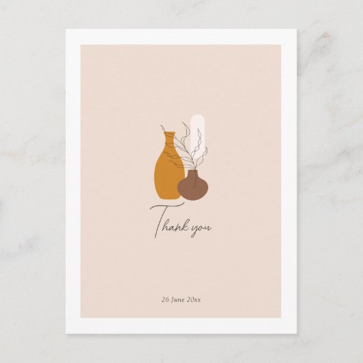Boho minimalistische vazen bruiloft bedankt briefkaart (Voorkant)