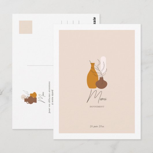 Boho minimalistische vazen bruiloft bedankt briefkaart (Voorkant / Achterkant)