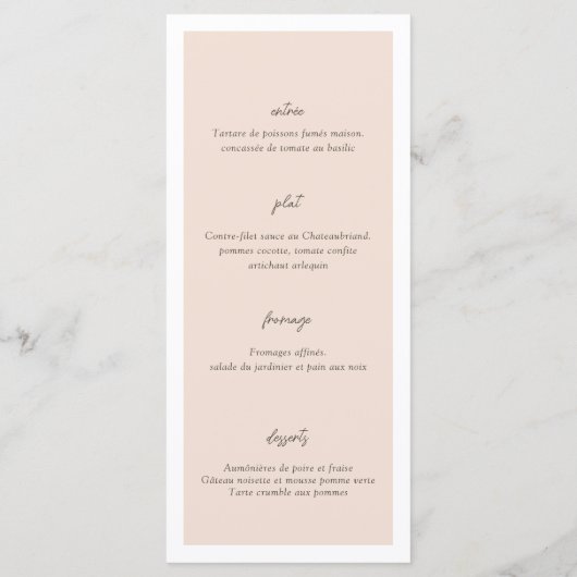 Boho minimalistische vazen bruiloft menu (Achterkant)