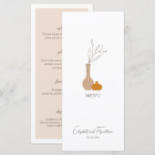 Boho minimalistische vazen bruiloft menu (Voorkant / Achterkant)