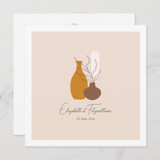Boho minimalistische vazen bruiloft plein kaart (Voorkant / Achterkant)