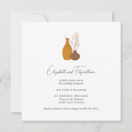 Boho minimalistische vazen bruiloft receptie kaart