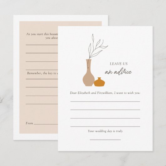 Boho minimalistische vazen bruiloft wensen advieskaart (Voorkant / Achterkant)