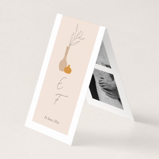 Boho Minimalistische Vazen Fotostrip Gevouwen Blad Kaart (Voorkant)