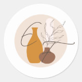Boho minimalistische vazen gunsten ronde sticker (Voorkant)