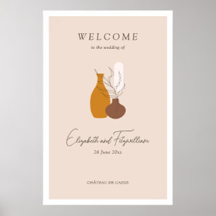 Boho Minimalistische Vazen Huwelijkswelkomstbord P Poster