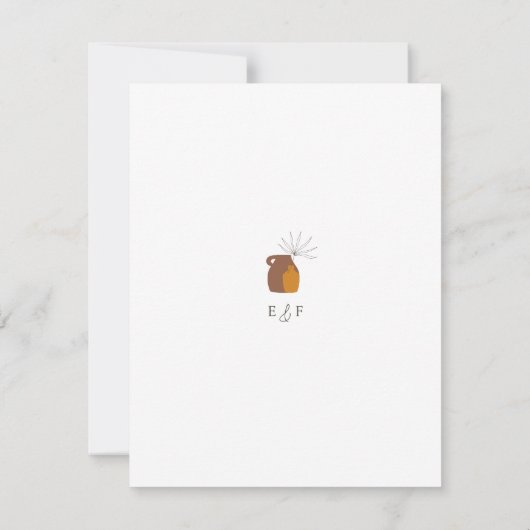 Boho minimalistische vazen Initialen bruiloft van Save The Date (Achterkant)