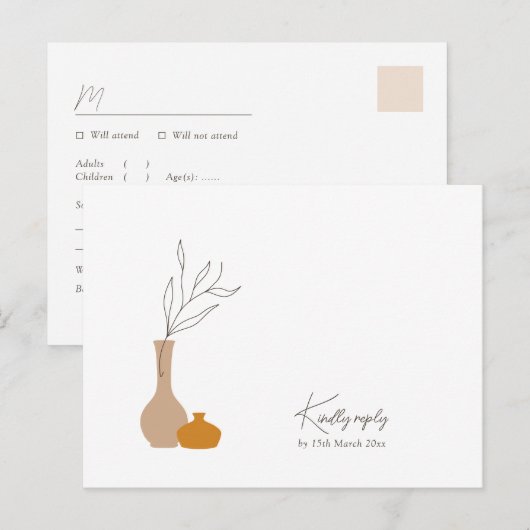 Boho Minimalistische Vazen | Nummerverzoek + Maalt Briefkaart (Voorkant / Achterkant)