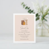 Boho minimalistische vazen slaan de datum op aankondigingskaart (Staand voorkant)