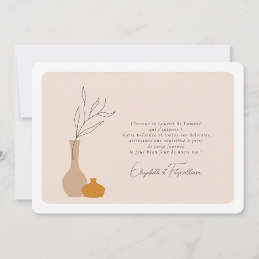 Boho minimalistische vazen trouwfoto bedankkaart (Achterkant)