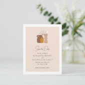 Boho minimalistische vazen van de bruiloft save the date (Staand voorkant)