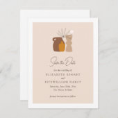 Boho minimalistische vazen van de bruiloft save the date (Voorkant / Achterkant)
