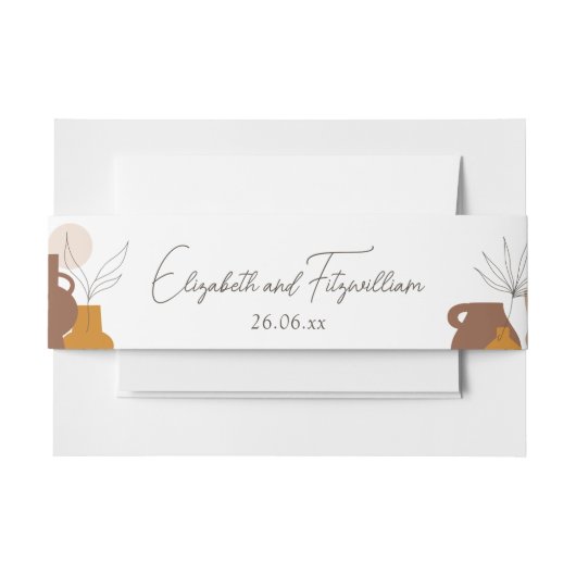 Boho minimalistische vazen Wraparound Uitnodigingen Wikkel (Voorkant Voorbeeld)