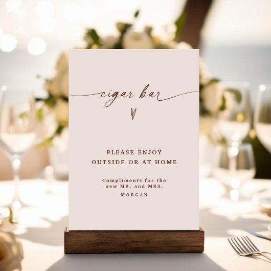 Boho Minimalistische Voorkeur Sigaar Bar Trouwbord Poster