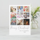 Boho minimalistische vrolijke kerst 10 fotocollage feestdagenkaart (Staand voorkant)