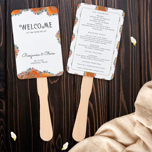 Boho Minimalistische Waterverf Wilde Bloem Bruilof Handwaaier