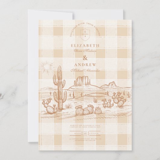 Boho Minimalistische Westerne Woestijnbruiloft Kaart (Voorkant)