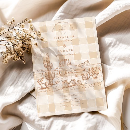 Boho Minimalistische Westerne Woestijnbruiloft Kaart