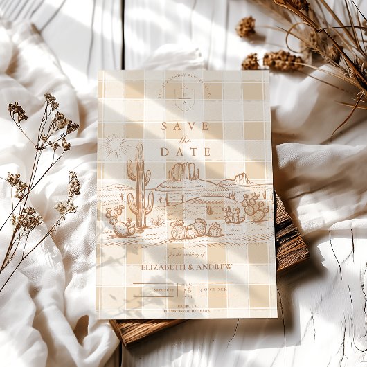 Boho Minimalistische Westerne Woestijnbruiloft Save The Date