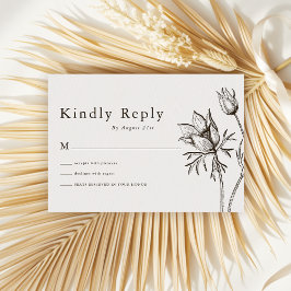 Boho Minimalistische Wilde Bloem Bruiloft Hoogacht RSVP Kaartje