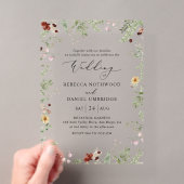 Boho Minimalistische Wilde Bloemen Bruiloft Acryl Uitnodigingen (Insitu (Draagbaar))