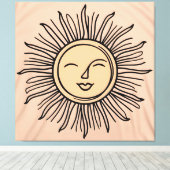 Boho Minimalistische Zon Symbool Canvas – Moderne  Afdruk (Insitu (Houten vloer))